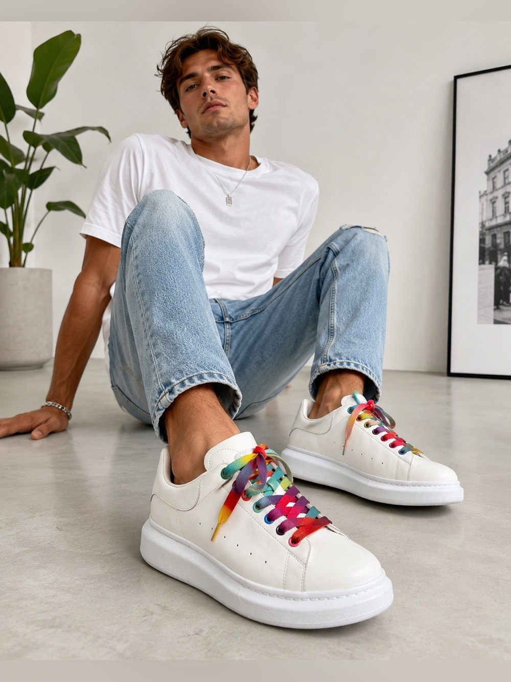 Alexander McQueen Oversized White Multi Sneakers Size EU 45E
